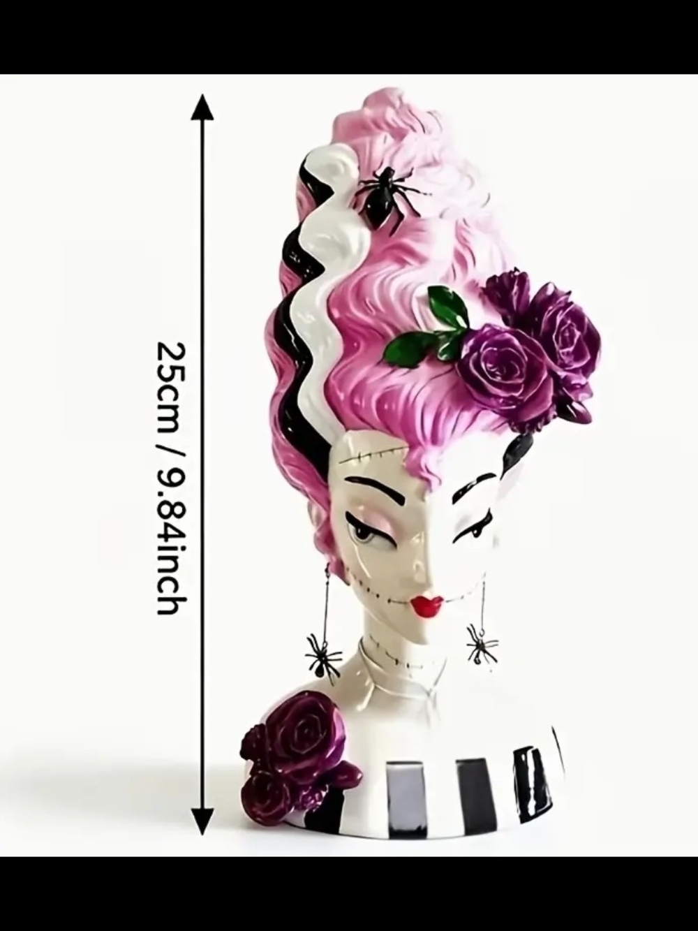 Pink and Purple Halloween Bride Bust Vase - Picture 3 of 3